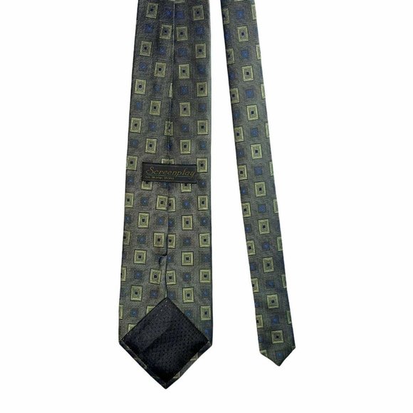 Martin Wong Screenplay Classic Wide Green Necktie - Picture 8 of 10